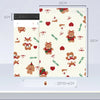 Feuille de papier blanc avec un motif répétitif d'illustrations mignonnes à thème hivernal comme des ours, des cœurs et des é