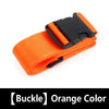 Orange buckle luggage identification strap with black plastic closure