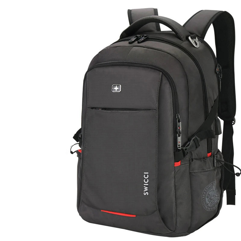 Sac à dos d'ordinateur portable noir suisse anti-vol avec sangles et poches ajustables