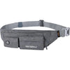 Gray waterproof waist bag with multiple pockets and a hidden security compartment