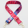 Sangle réglable à épaule à motifs géométriques rouges et violets pour sacoche.