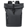 A black waterproof business laptop backpack with multiple compartments and a padded shoulder strap.