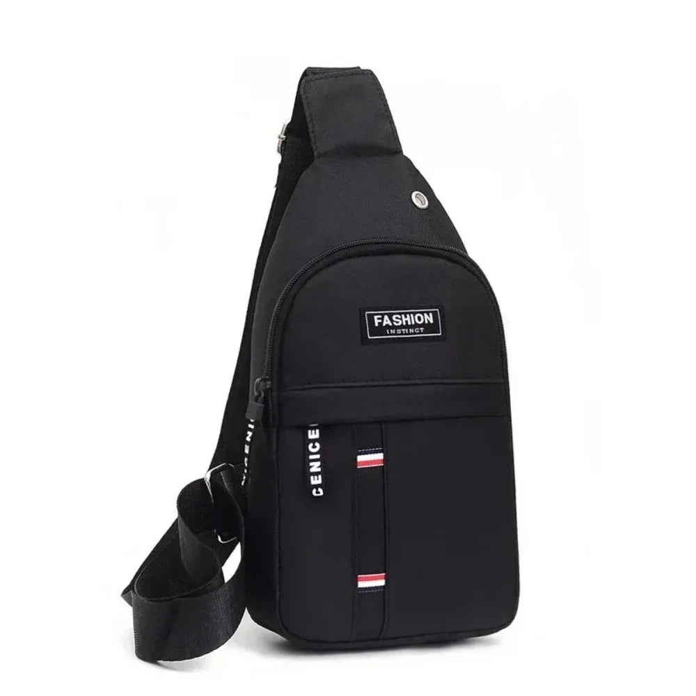 Black men's waterproof crossbody fanny pack with a flap and strap