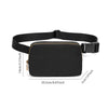 Black waist bag or fanny pack with a zipper and adjustable strap shown from the top.