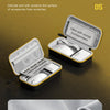 An open hard shell electronic organizer travel case showing an ultra-soft crystal compartment with accessories inside.
