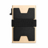 Porte-cartes anti-RFID minimaliste avec inserts de protection noir et beige.