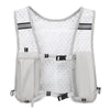 A gray and white adjustable hydration running vest for fitness.