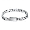 Sterling silver punk charm bracelet featuring a padlock clasp and a chain link design.
