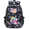 A dark blue and white floral patterned backpack with a backpack design featuring the text Together