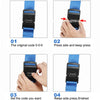 Demonstration of setting a code on an adjustable luggage cross strap and bundling belt device.