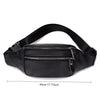 Bolso cruz de cuero genuino negro con bolsillo frontal con cremallera