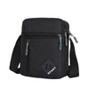 Black men's lightweight crossbody sling bag with a zippered compartment and adjustable strap.