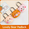 A set of three cute bear-shaped padlocks in pink and orange colors