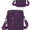 A purple lightweight nylon crossbody shoulder bag with a zipper and adjustable straps.