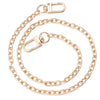 Gold-toned adjustable metal bag strap chains displayed on a white background.