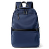 A navy blue men's lightweight laptop backpack with black straps and a horizontal strap detail.