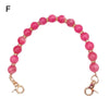 Handcrafted resin stone bead bag chain with pink beads and gold-toned clasp