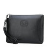 Black elegant PU leather men's clutch wallet with silver hardware