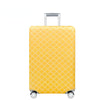 A bright yellow heavy duty luggage protection cover with a diamond pattern and silver handle.
