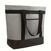 A gray heavy-duty insulated cooler bag with dark brown accents and straps.