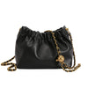 Black PU leather chain shoulder bag with gold-toned chain strap
