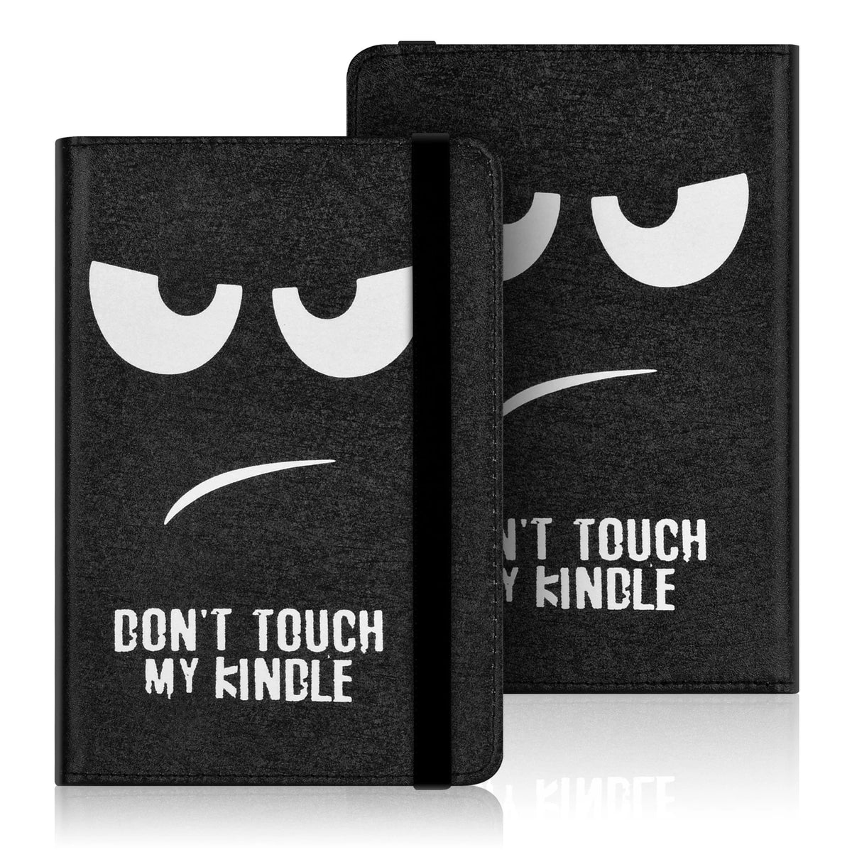 Black universal e-book cover featuring a distressed face design with the text Don't touch my kindle