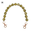 Handcrafted resin stone bead bag chain with light green beads and gold-toned clasps
