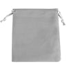 Bolsa de regalo de terciopelo gris suave con cordones de color claro.
