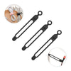 Black silicone cable ties and cord organizers with metal clasps shown in various angles