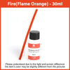 Bouteille de peinture à bords orange, à base d'eau Fire Flame, avec bâton applicateur en bois.