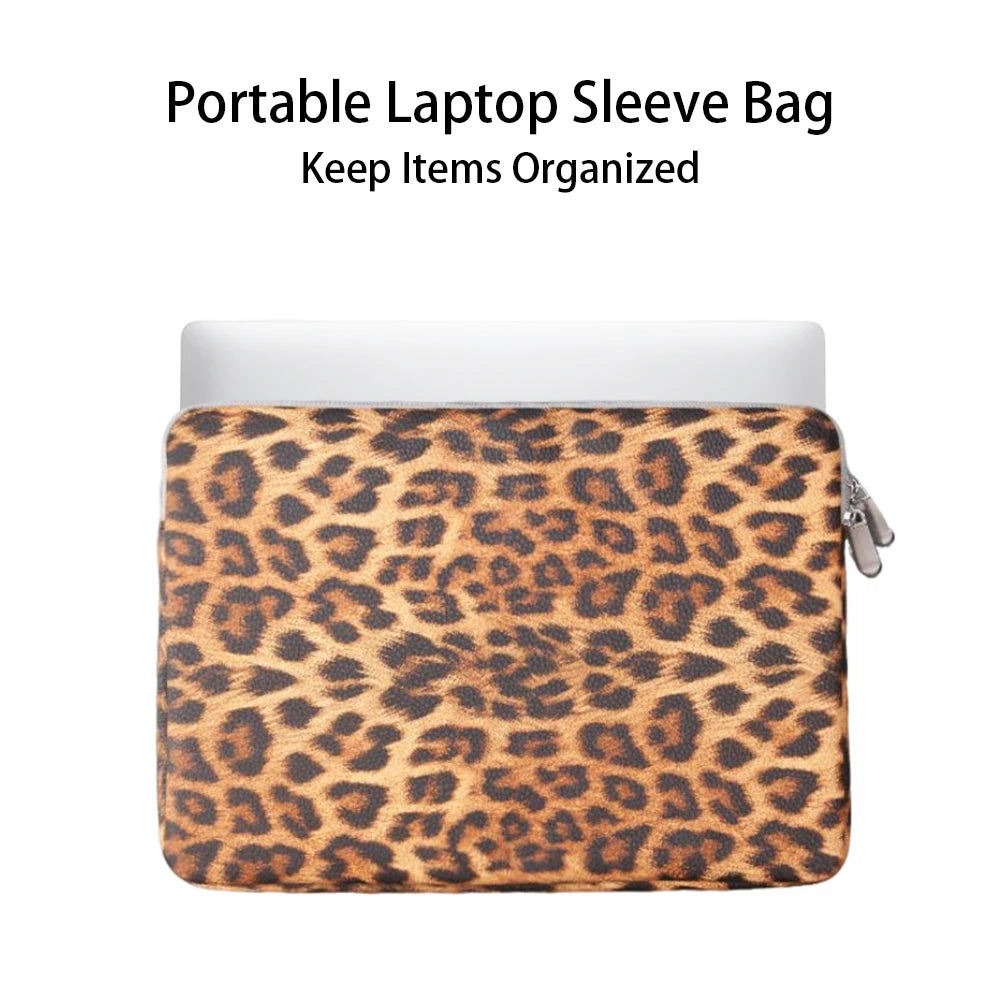 Braunes Leopardenmuster-Laptop-Sleeve-Tasche zur Organisation von Gegenständen