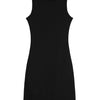 Black sleeveless bodycon tank dress with a slim fit and mini length.