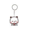 A cute cartoon panda charm keychain with a silver ring.