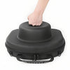 A hand is opening a black durable EVA hard shell hat case.