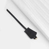 A black genuine vachetta leather bag strap is shown against a white background.