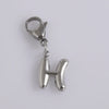 Silver stainless steel alphabet letter charm with a lobster clasp.