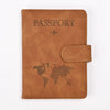 Braunes Leder-Reisepass-Wallet mit Weltkarten-Design