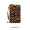 A brown leopard print women's PU leather zipper wallet.
