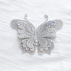 Silver rhinestone butterfly applique sticker with iridescent accents
