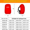 Red heavy-duty outdoor camping backpack rain cover with a logo displayed on the front