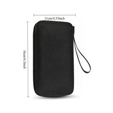 Pochette d'organisation de câble noire, durable et étanche, vue de côté.