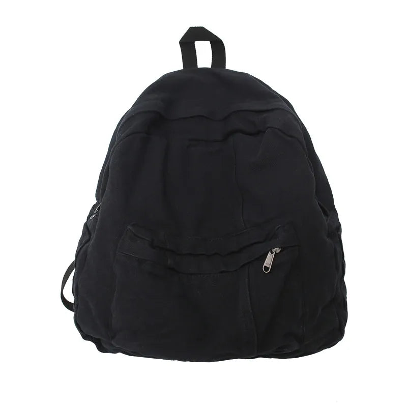 Black canvas fashion backpack designed for students and travel