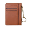 Braunes Leder-Kleingeld-Wallet mit Reißverschluss und goldener Schlüsselkette