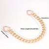 Gold heart-shaped metal purse chain extender with a 25cm length and 15mm links.