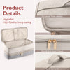 A beige double-layer storage case for hair dryer and accessories featuring PU leather, thick padding, and a durable zipper cl