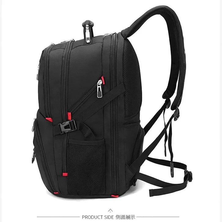 Black durable waterproof laptop backpack with adjustable straps and buckles