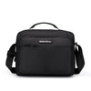 Black professional waterproof men's business briefcase with a padded compartment and carrying straps.