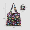 A reusable eco tote shopping bag filled with various colorful animal-themed fabric scraps.