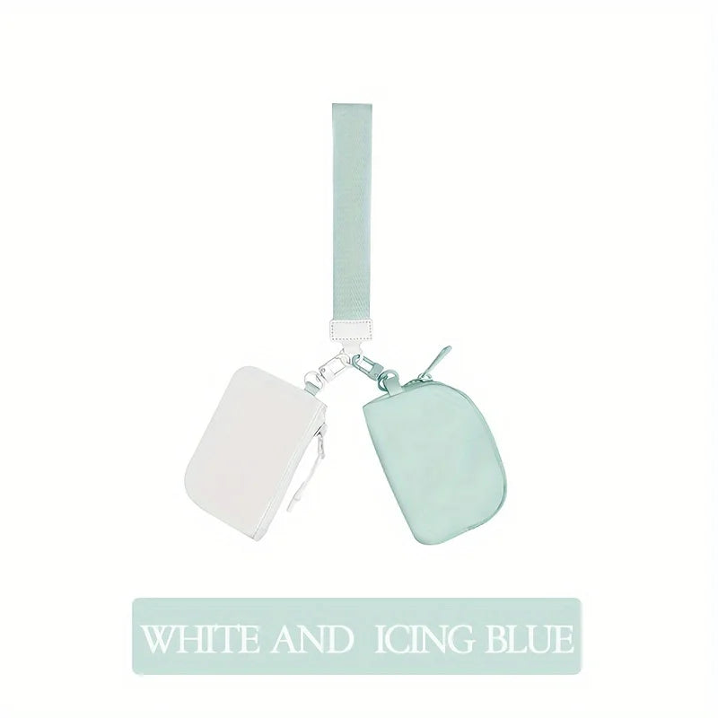 Elegant PU wristlet key card wallet in white and icing blue colors