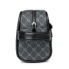 Black PU leather crossbody bag with a textured pattern and silver zipper.